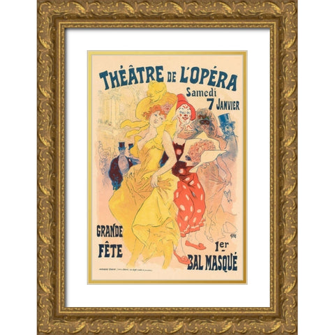 Theatre de LOpera 7th Janvier Gold Ornate Wood Framed Art Print with Double Matting by Cheret, Jules