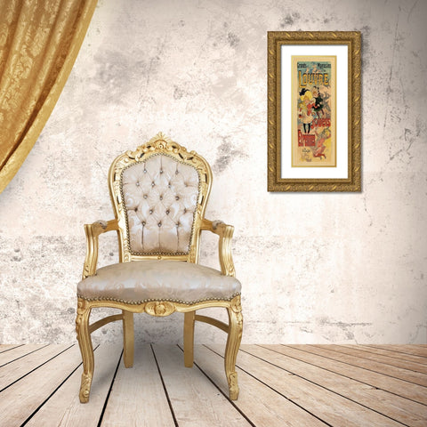 Grands Magasins de Louvre Gold Ornate Wood Framed Art Print with Double Matting by Cheret, Jules
