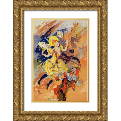 Masters of the Poster Plate 201 Gold Ornate Wood Framed Art Print with Double Matting by Cheret, Jules