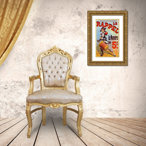 Le Rappel Gold Ornate Wood Framed Art Print with Double Matting by Cheret, Jules