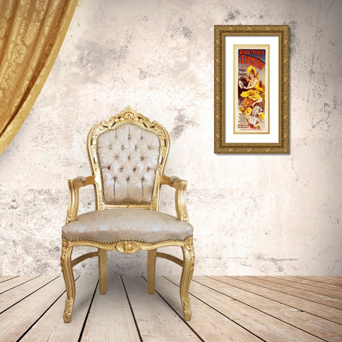 Grand Theatre de LExposition Gold Ornate Wood Framed Art Print with Double Matting by Cheret, Jules