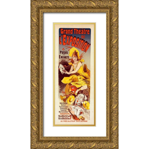 Grand Theatre de LExposition Gold Ornate Wood Framed Art Print with Double Matting by Cheret, Jules