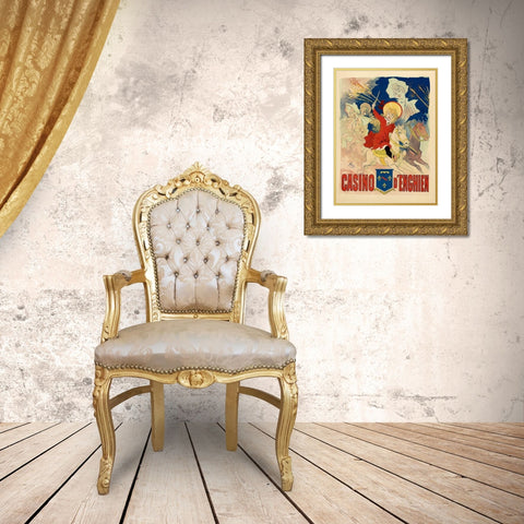Casino dEnghien Gold Ornate Wood Framed Art Print with Double Matting by Cheret, Jules