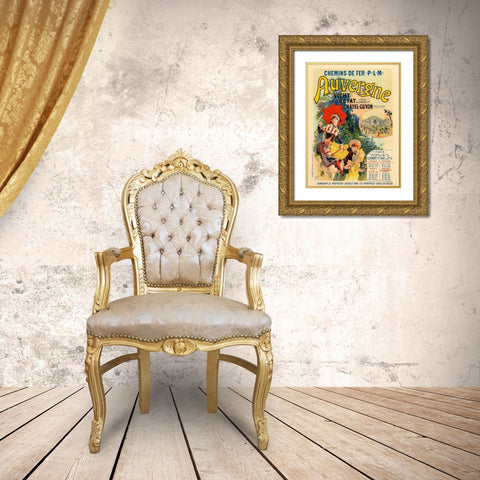 Auvergne Gold Ornate Wood Framed Art Print with Double Matting by Cheret, Jules