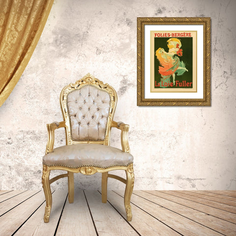 Folies Bergere La Loie Fuller Gold Ornate Wood Framed Art Print with Double Matting by Cheret, Jules