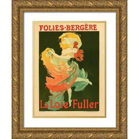 Folies Bergere La Loie Fuller Gold Ornate Wood Framed Art Print with Double Matting by Cheret, Jules