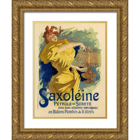 Saxoleine 1895 Gold Ornate Wood Framed Art Print with Double Matting by Cheret, Jules