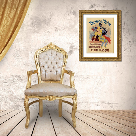Theatre de LOpera 22nd Janvier Gold Ornate Wood Framed Art Print with Double Matting by Cheret, Jules