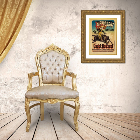 Cadet Roussel Gold Ornate Wood Framed Art Print with Double Matting by Cheret, Jules
