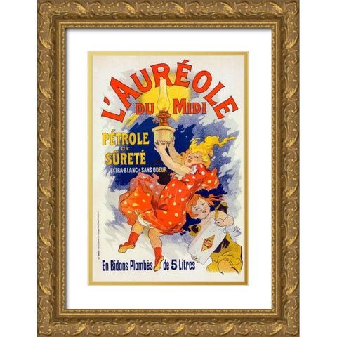 LAureole du Midi Gold Ornate Wood Framed Art Print with Double Matting by Cheret, Jules