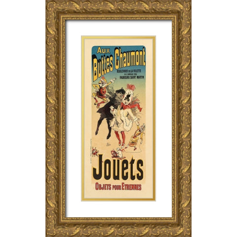Aux Buttes Chaumont Plate 141 Gold Ornate Wood Framed Art Print with Double Matting by Cheret, Jules