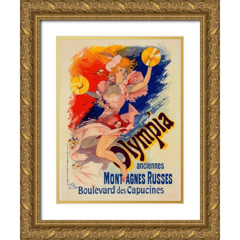 Olympia Plate 133 Gold Ornate Wood Framed Art Print with Double Matting by Cheret, Jules
