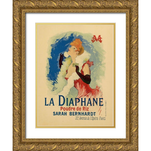 La Diaphane Gold Ornate Wood Framed Art Print with Double Matting by Cheret, Jules