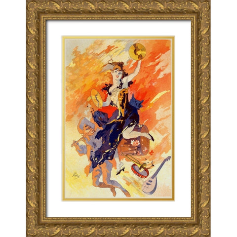 Masters of the Poster Plate 197 Gold Ornate Wood Framed Art Print with Double Matting by Cheret, Jules