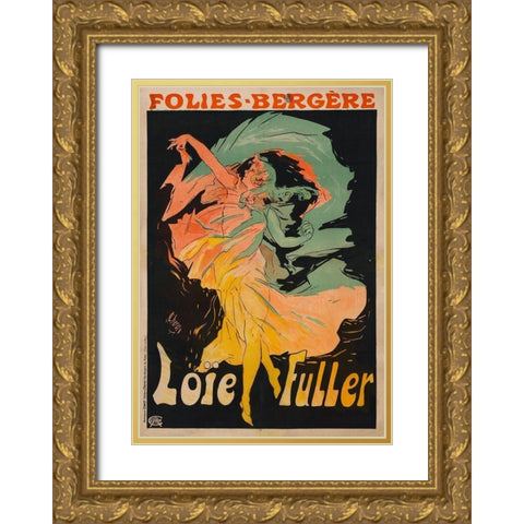 Folie Berger Loie Fuller Gold Ornate Wood Framed Art Print with Double Matting by Cheret, Jules