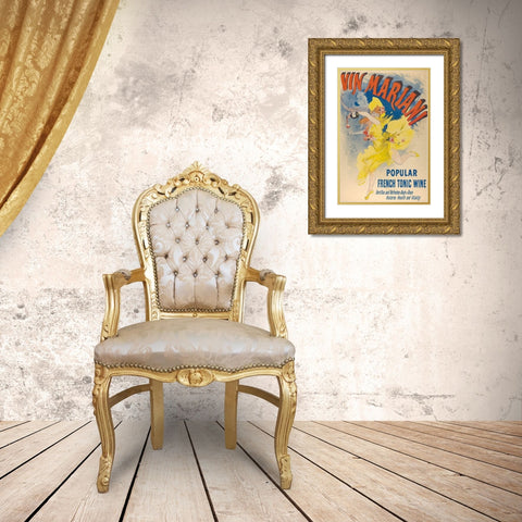 Vin Mariani-1894 Gold Ornate Wood Framed Art Print with Double Matting by Cheret, Jules