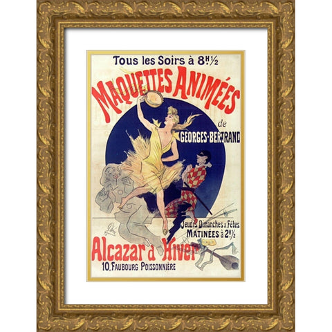 Alcazar dhiver 1890 Gold Ornate Wood Framed Art Print with Double Matting by Cheret, Jules