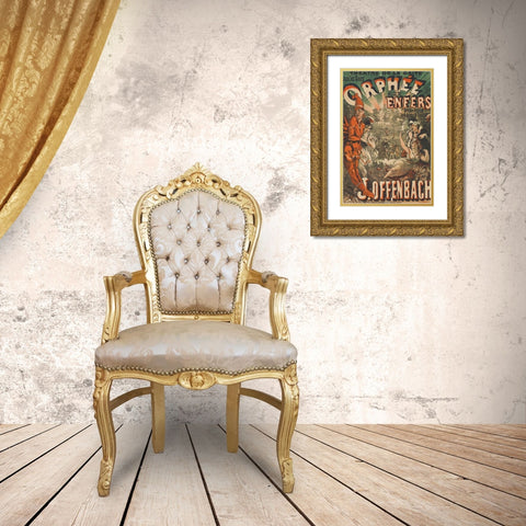 Jacques Offenbachs Orphee aux enfers Gold Ornate Wood Framed Art Print with Double Matting by Cheret, Jules