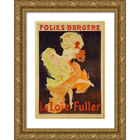 Loie Fuller Gold Ornate Wood Framed Art Print with Double Matting by Cheret, Jules