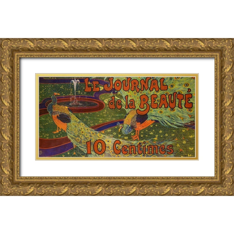 Le Journal de la Beaute Gold Ornate Wood Framed Art Print with Double Matting by Cheret, Jules