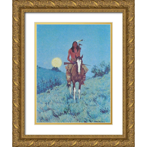 The Outlier Gold Ornate Wood Framed Art Print with Double Matting by Remington, Frederic