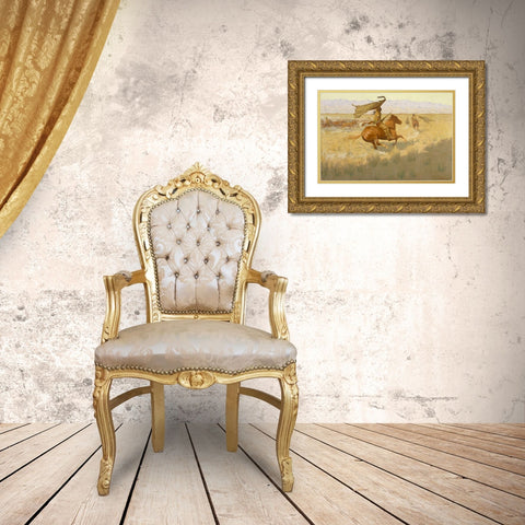 Change of Ownership Gold Ornate Wood Framed Art Print with Double Matting by Remington, Frederic