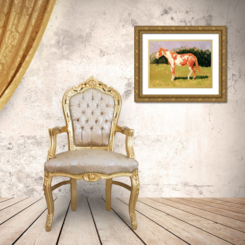 Pinto horse Gold Ornate Wood Framed Art Print with Double Matting by Remington, Frederic