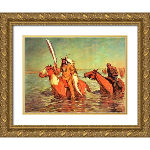 The End - Captured Bluecoat Gold Ornate Wood Framed Art Print with Double Matting by Shreyvogel, Charles