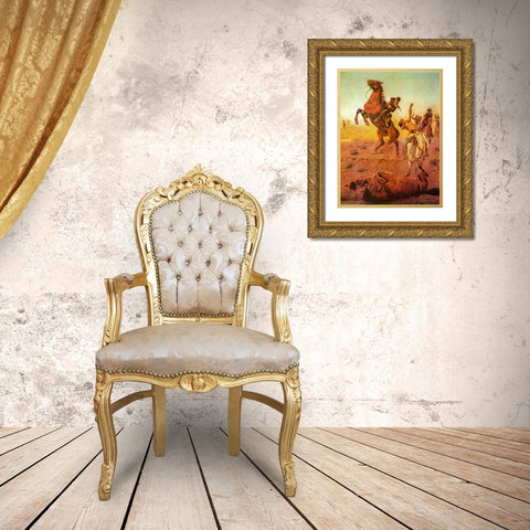 Fight For Water Gold Ornate Wood Framed Art Print with Double Matting by Shreyvogel, Charles