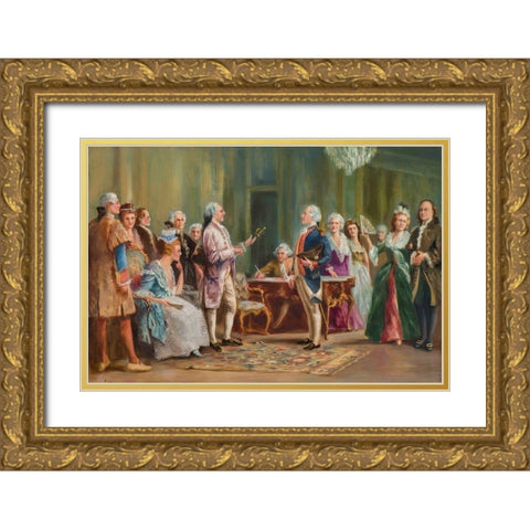 George Washington Accepting Lord Cornwalliss Sword Gold Ornate Wood Framed Art Print with Double Matting by Hemenway, Alice Spaulding