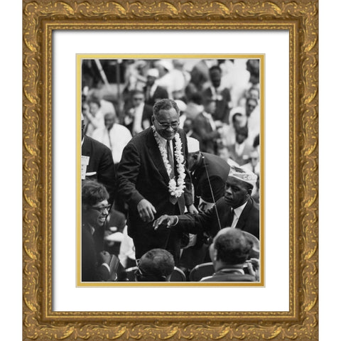 Civil RightsÂ MarchÂ onÂ Washington-D.C. Dr. Ralph Bunche Gold Ornate Wood Framed Art Print with Double Matting by U.S. Archives