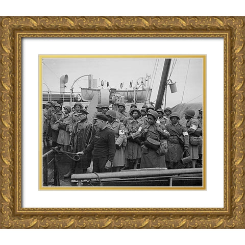 WWII U.S. Army nurses arrive at Greenock-Scotland Gold Ornate Wood Framed Art Print with Double Matting by U.S. Archives