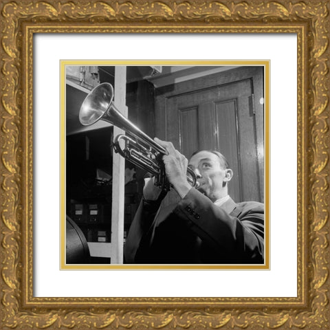 Wingy Manone New York 1947 Gold Ornate Wood Framed Art Print with Double Matting by Gottlieb, William