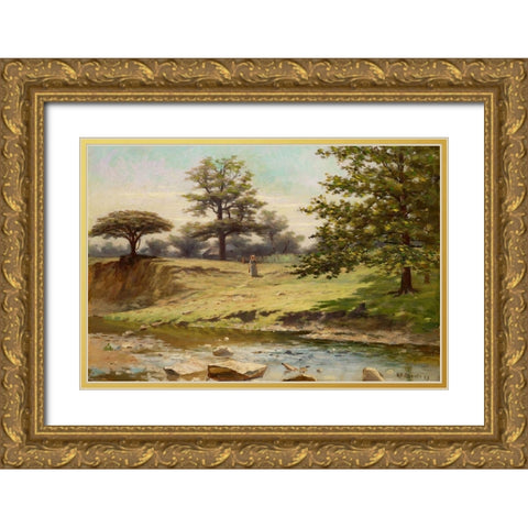 Indiana Landscape Gold Ornate Wood Framed Art Print with Double Matting by Gruelle, Richard Buckner