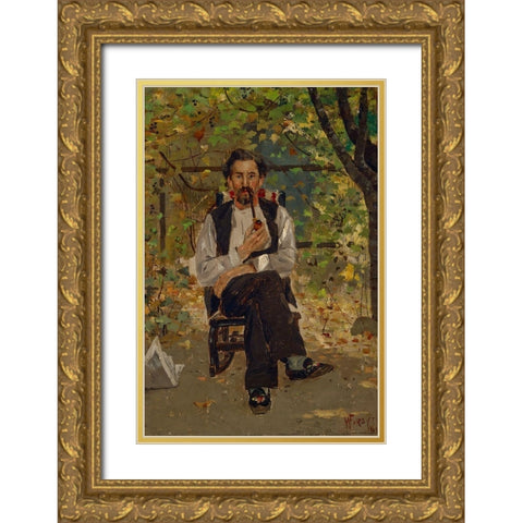 Uncle Con (Conley Highland) Gold Ornate Wood Framed Art Print with Double Matting by Forsyth, William J.