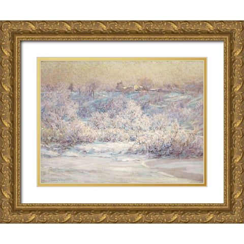 Frosty Morning Gold Ornate Wood Framed Art Print with Double Matting by Adams, John Ottis
