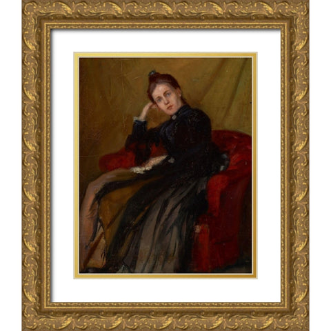 Marie Stark (Mrs. Otto Stark) Gold Ornate Wood Framed Art Print with Double Matting by Stark, Otto