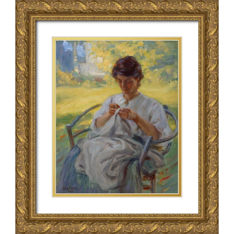 A Summer Morning Gold Ornate Wood Framed Art Print with Double Matting by Stark, Otto