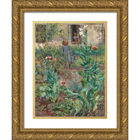 Garden in Paris Gold Ornate Wood Framed Art Print with Double Matting by Stark, Otto