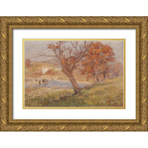 Landscape Gold Ornate Wood Framed Art Print with Double Matting by Steele, Theodore Clement