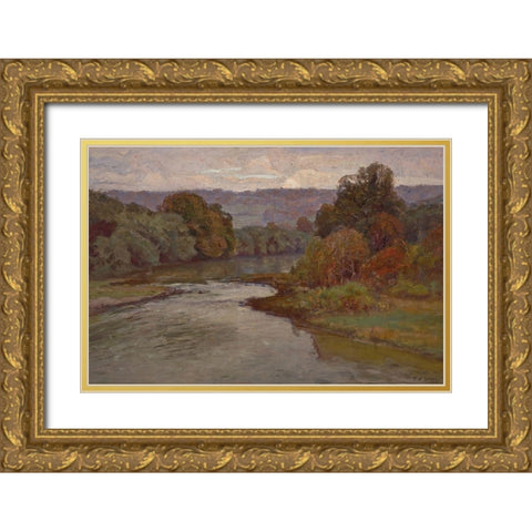 The River   Gold Ornate Wood Framed Art Print with Double Matting by Steele, Theodore Clement