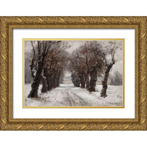 Winter in Munich Gold Ornate Wood Framed Art Print with Double Matting by Steele, Theodore Clement