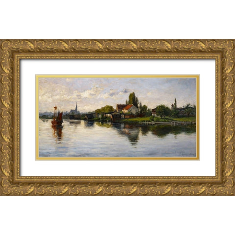 Village of Schliersee-Highlands Gold Ornate Wood Framed Art Print with Double Matting by Steele, Theodore Clement