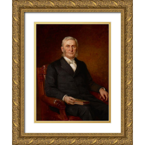 Portrait of Reverend Nathaniel A. Hyde Gold Ornate Wood Framed Art Print with Double Matting by Steele, Theodore Clement