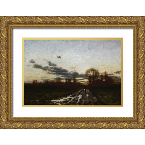 Sunrise Gold Ornate Wood Framed Art Print with Double Matting by Steele, Theodore Clement
