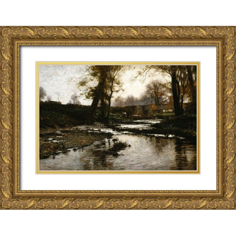 Pleasant Run Gold Ornate Wood Framed Art Print with Double Matting by Steele, Theodore Clement