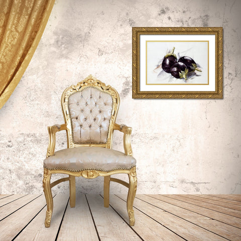 Eggplants Gold Ornate Wood Framed Art Print with Double Matting by Demuth, Charles