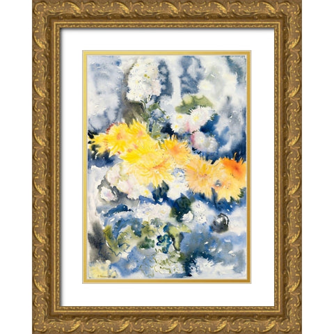 Yellow and Blue Gold Ornate Wood Framed Art Print with Double Matting by Demuth, Charles