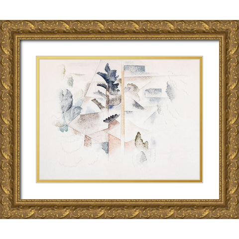 Bermuda-Trees and Architecture Gold Ornate Wood Framed Art Print with Double Matting by Demuth, Charles