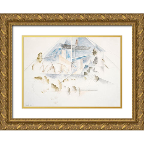 Bermuda-Masts and Foliage Gold Ornate Wood Framed Art Print with Double Matting by Demuth, Charles